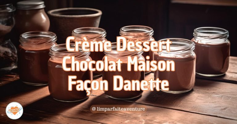 Crème dessert au chocolat servie dans des pots en verre, recette maison facile inspirée de la Danette.